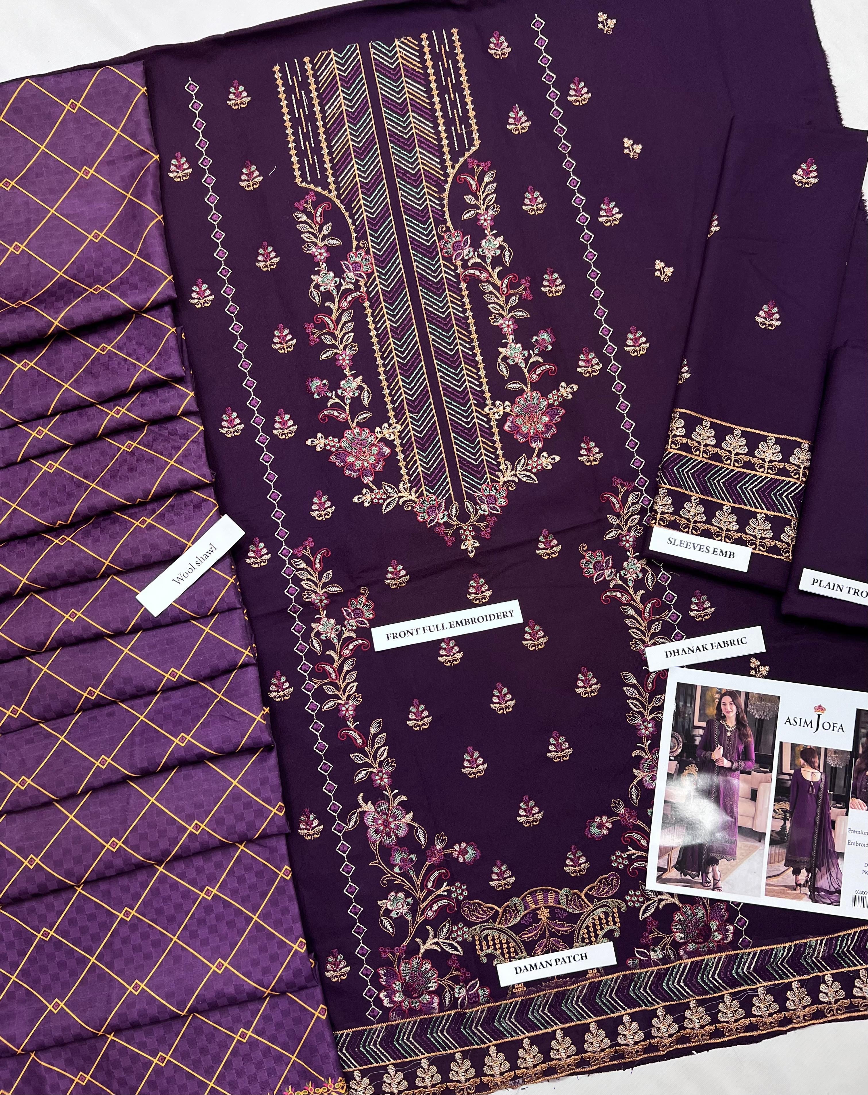 ASIM JOFA DHANAK 3pc IN WINTER COLLECTION