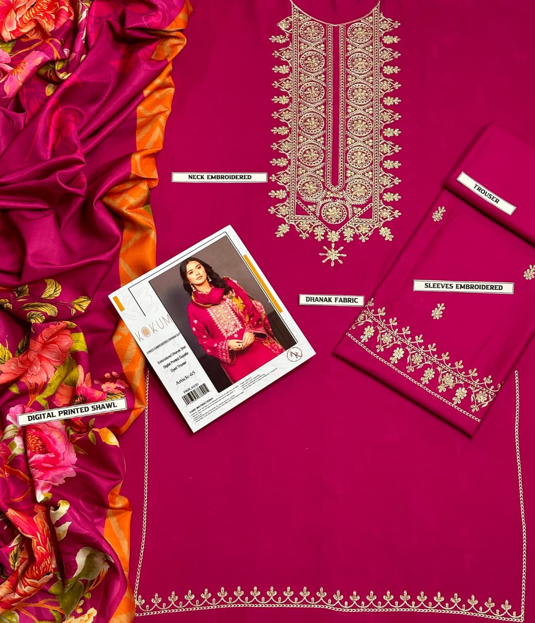 KOKUM 3PC IN WINTER DHANAK FABRIC