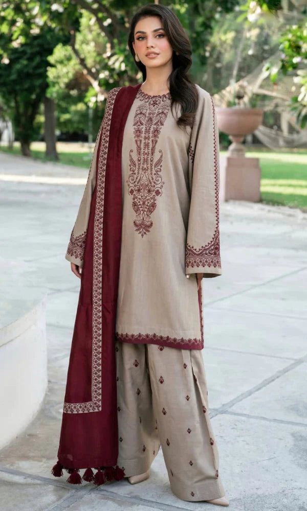 KHAADI 3PC IN WINTER DHANAK FABRIC