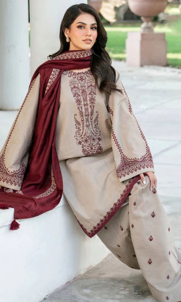 KHAADI 3PC IN WINTER DHANAK FABRIC