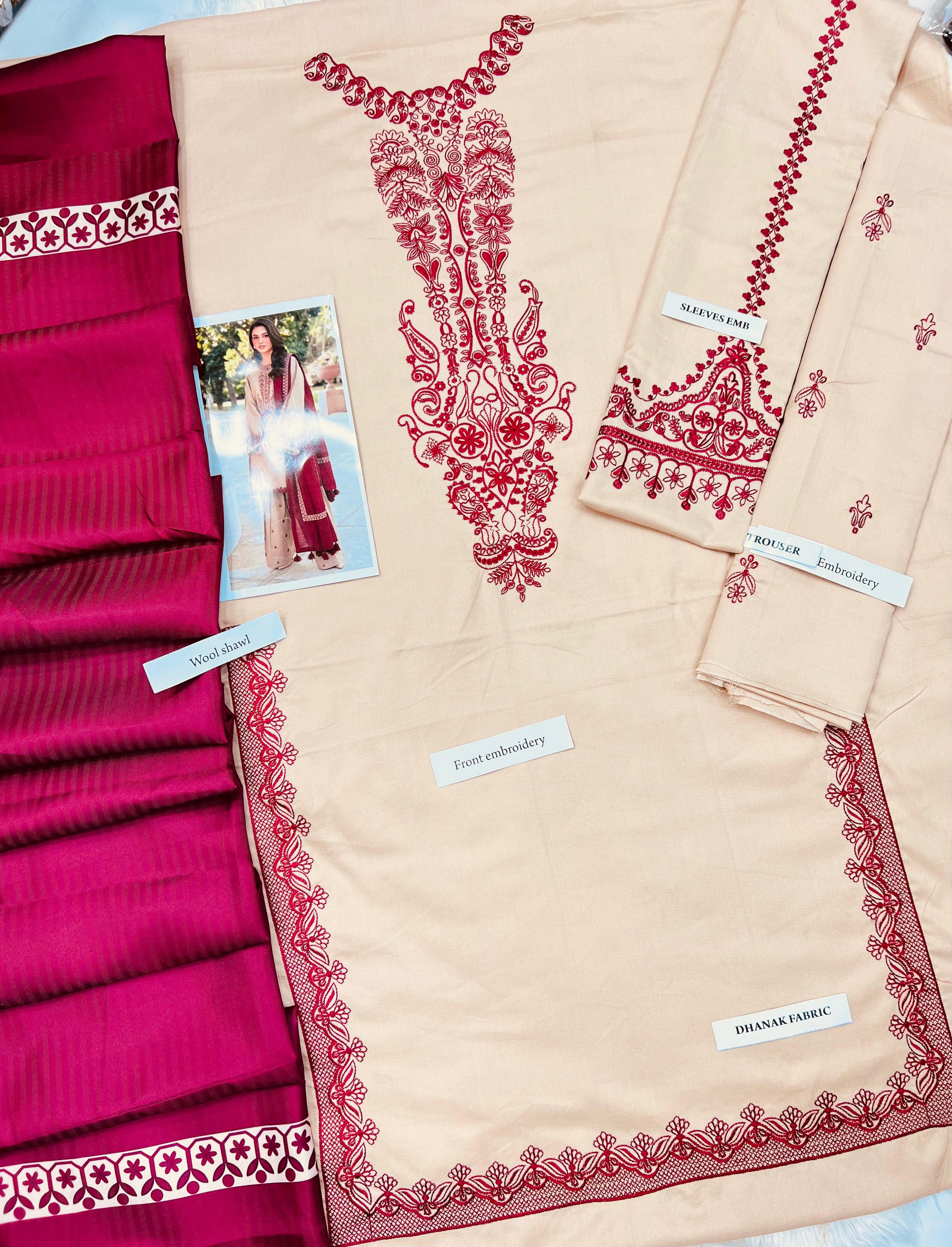 KHAADI 3PC IN WINTER DHANAK FABRIC