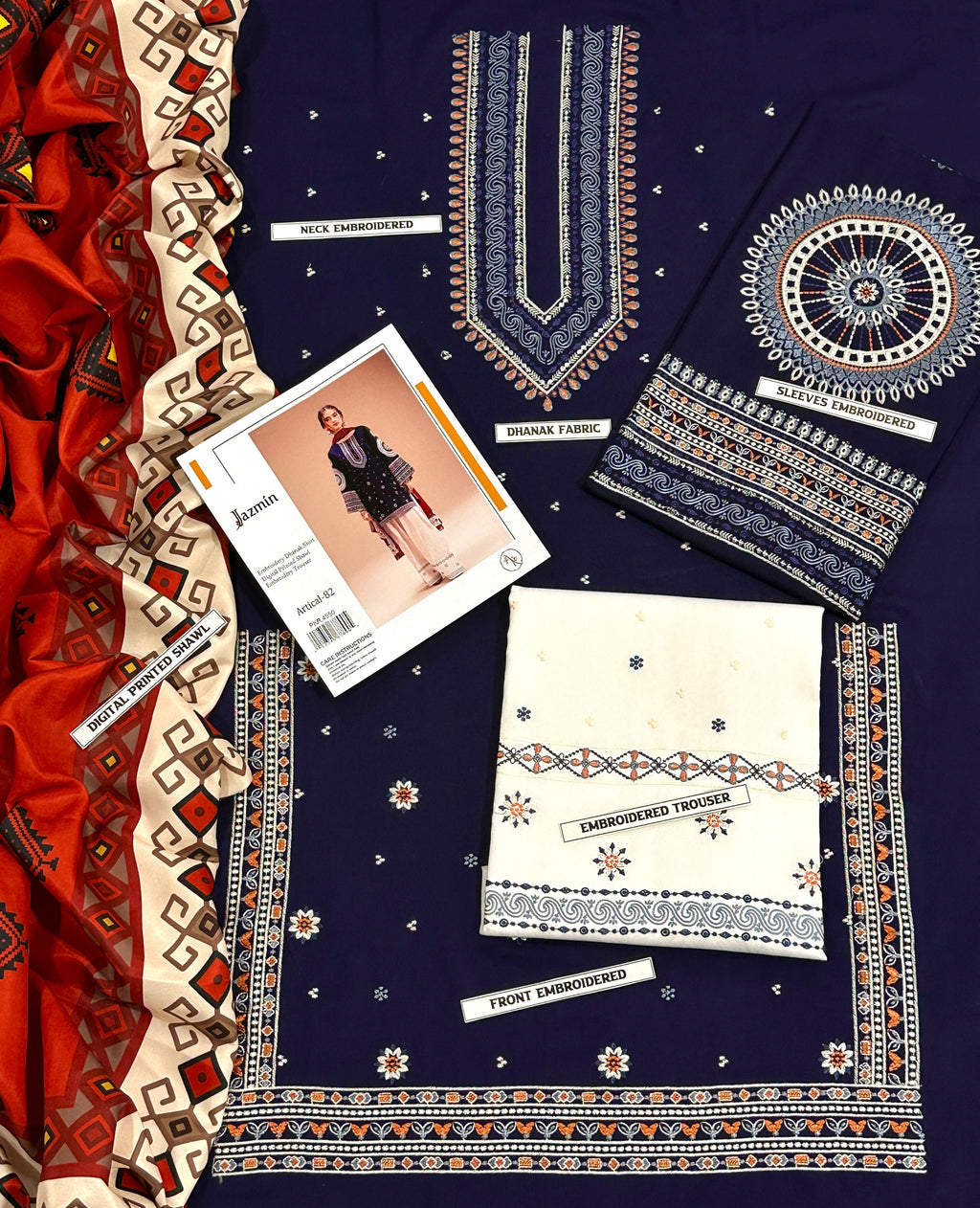 JAZMIN DHANAK 3PC IN WINTER COLLECTION