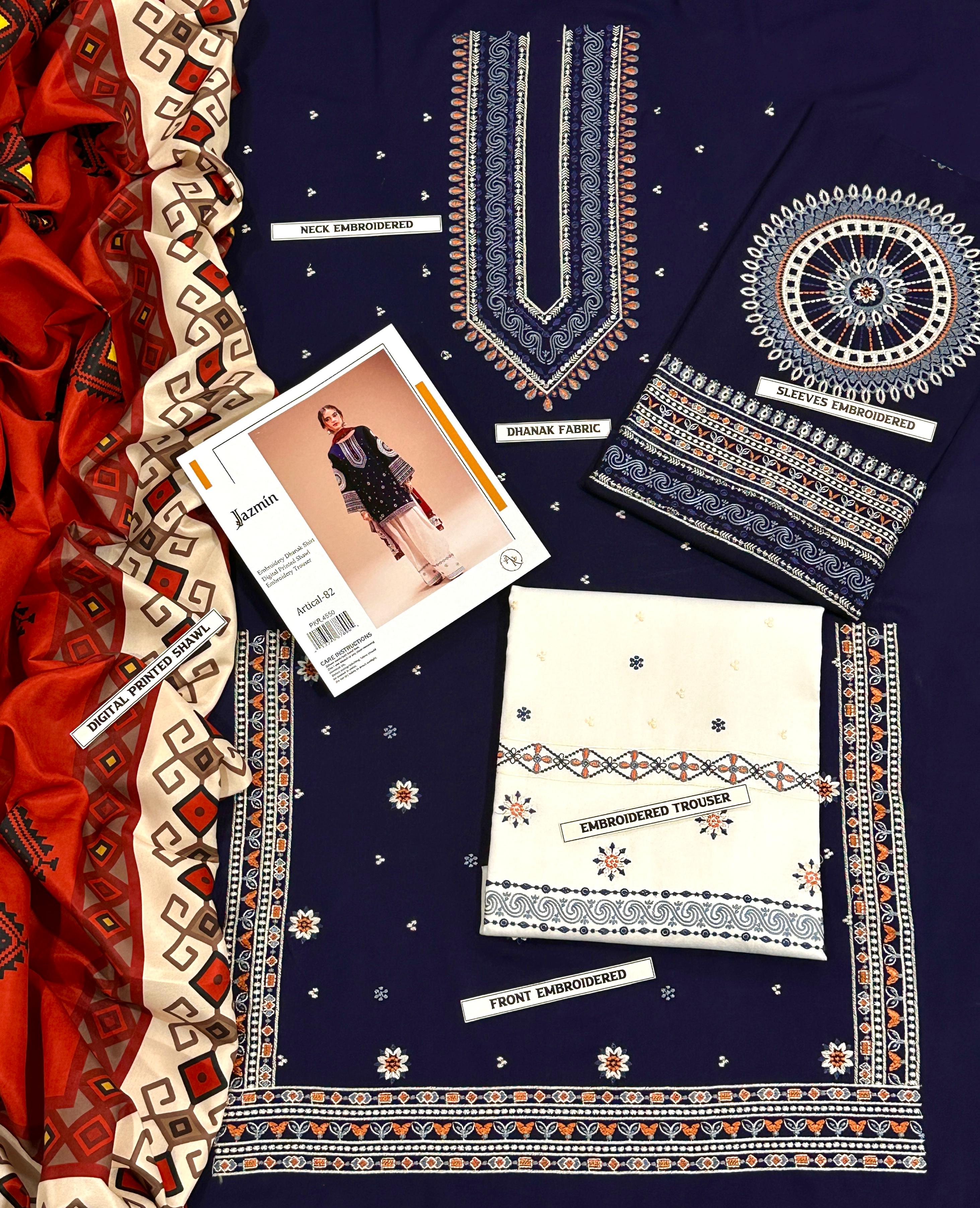 JAZMIN DHANAK 3PC IN WINTER COLLECTION